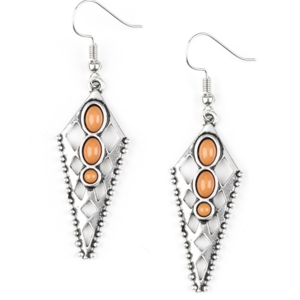Elegant Silver and Orange Dangle Earrings